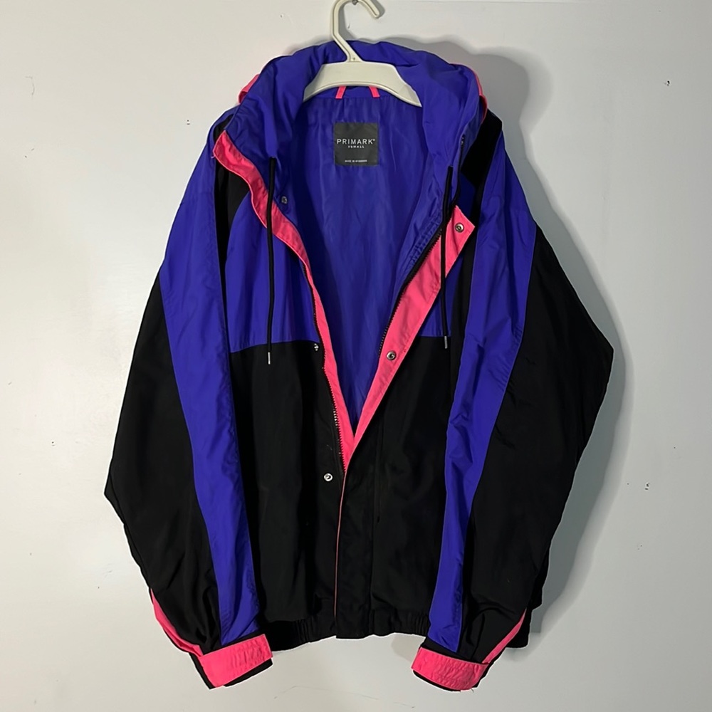 Primark VINTAGE 90s Style Windbreaker Jacket with Hood / Mens XS